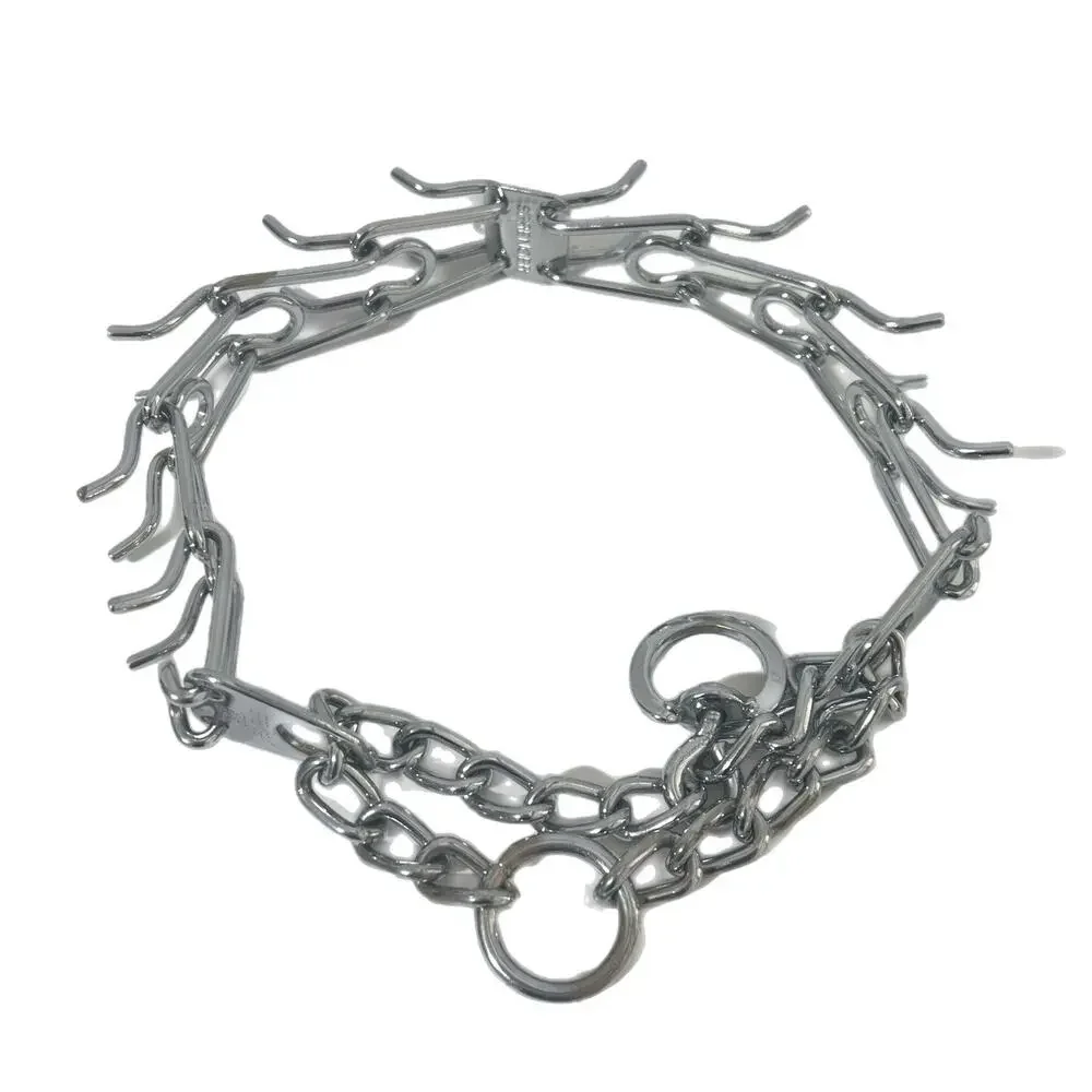 NEW Herm Sprenger Chrome Plated Steel Dog Prong Training Collar Two O-Rings 25”